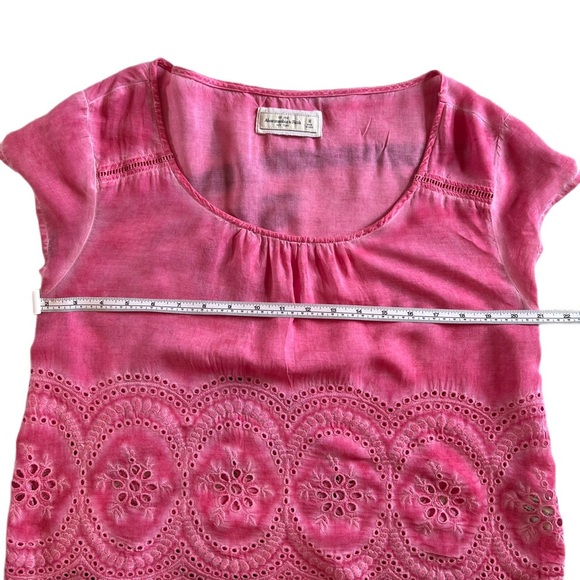 Abercrombie & Fitch M Pink Tie-Dye Eyelet Lace Scoop Neck Top - Picture 5 of 6